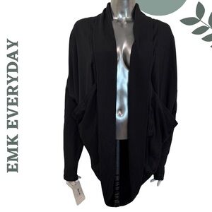 EMK Everyday Meagan Cardigan | Black Bamboo-Blend | Size L | Made in Canada